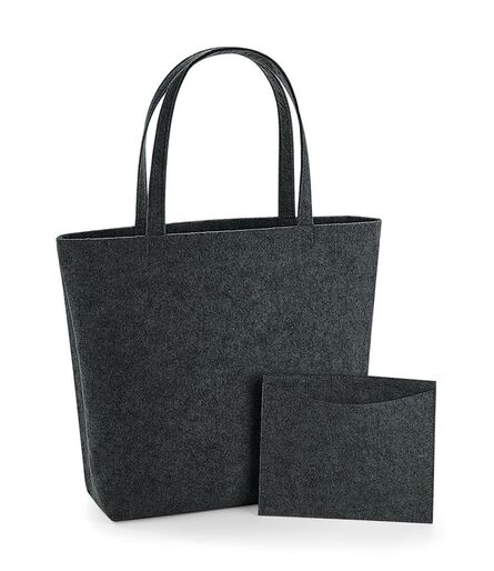 Felt Shopper, Charcoal Melange, ONE, BagBase