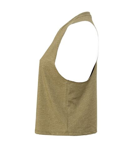 Bella Ladies Racer Back Cropped Tank Top, Heather Olive Green, L, Bella+Canvas
