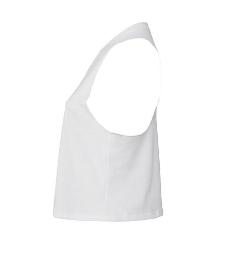 Bella Ladies Racer Back Cropped Tank Top, Solid White Blend, L, Bella+Canvas