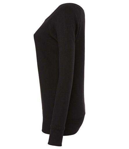 Bella Ladies Tri-Blend Sponge Fleece Wide Neck Sweatshirt, Solid Black Tri-Blend, L, Bella+Canvas