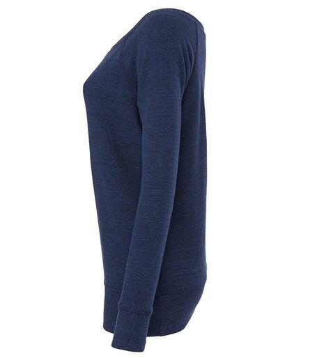 Bella Ladies Tri-Blend Sponge Fleece Wide Neck Sweatshirt, Navy Tri-Blend, L, Bella+Canvas