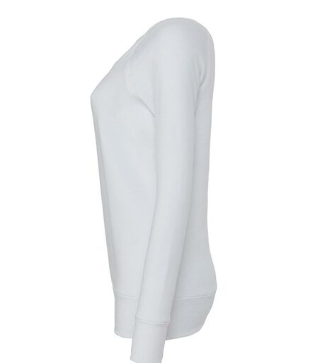 Bella Ladies Tri-Blend Sponge Fleece Wide Neck Sweatshirt, Solid White Tri-Blend, L, Bella+Canvas