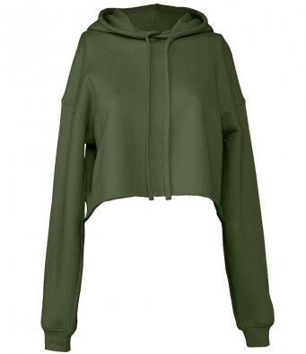 Bella Ladies Cropped Hoodie, Military Green, L, Bella+Canvas