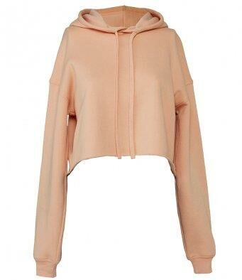 Bella Ladies Cropped Hoodie, Peach, L, Bella+Canvas