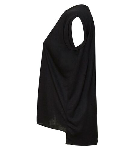 Bella Ladies Flowy Rolled Cuff Muscle T-Shirt, Black, L, Bella+Canvas