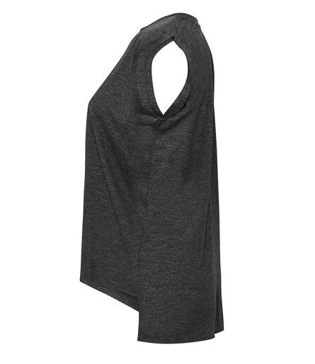 Bella Ladies Flowy Rolled Cuff Muscle T-Shirt, Dark Grey Heather, L, Bella+Canvas