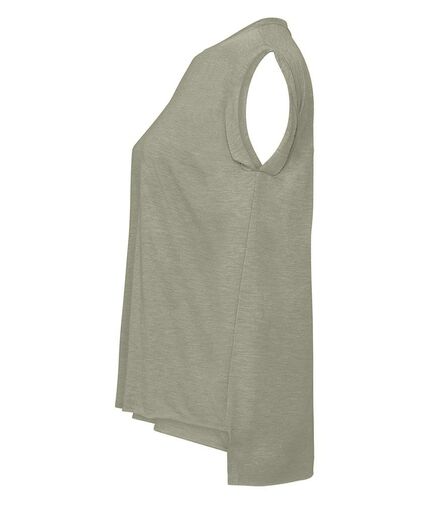 Bella Ladies Flowy Rolled Cuff Muscle T-Shirt, Heather Stone, L, Bella+Canvas