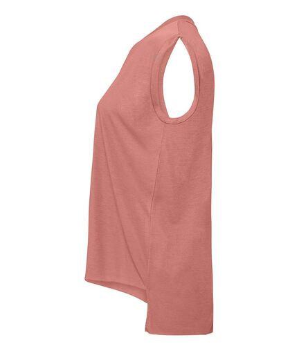 Bella Ladies Flowy Rolled Cuff Muscle T-Shirt, Mauve, L, Bella+Canvas