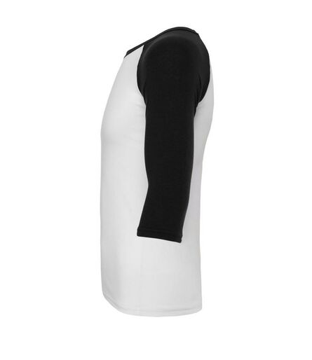 Canvas Unisex 3/4 Sleeve Baseball T-Shirt, White/Black, L, Bella+Canvas