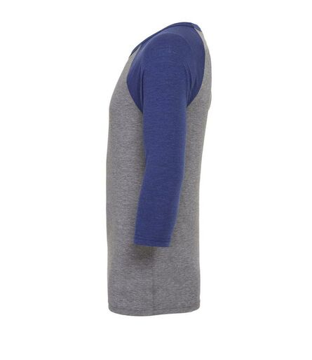 Canvas Unisex 3/4 Sleeve Baseball T-Shirt, Grey/Navy Tri-Blend, L, Bella+Canvas