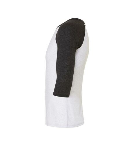 Canvas Unisex 3/4 Sleeve Baseball T-Shirt, White Fleck/Charcoal Black Tri-Blend, L, Bella+Canvas
