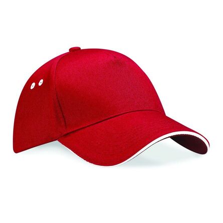 Ultimate 5 Panel Cap with Sandwich Peak, Classic Red/White, ONE, Beechfield