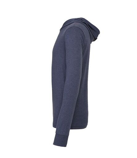 Canvas Unisex Long Sleeve Jersey Hooded T-Shirt, Heather Navy, L, Bella+Canvas