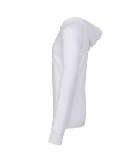 Canvas Unisex Long Sleeve Jersey Hooded T-Shirt, White, L, Bella+Canvas
