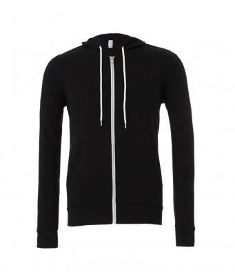 Canvas Unisex Full Zip Hoodie, Black, L, Bella+Canvas