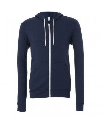 Canvas Unisex Full Zip Hoodie, Navy, L, Bella+Canvas