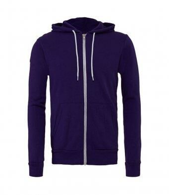Canvas Unisex Full Zip Hoodie, Team Purple, L, Bella+Canvas
