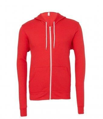 Canvas Unisex Full Zip Hoodie, Red, L, Bella+Canvas