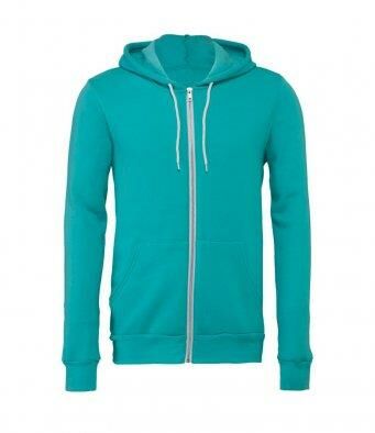 Canvas Unisex Full Zip Hoodie, Teal, L, Bella+Canvas