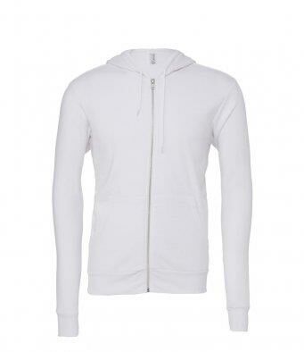 Canvas Unisex Full Zip Hoodie, White, L, Bella+Canvas
