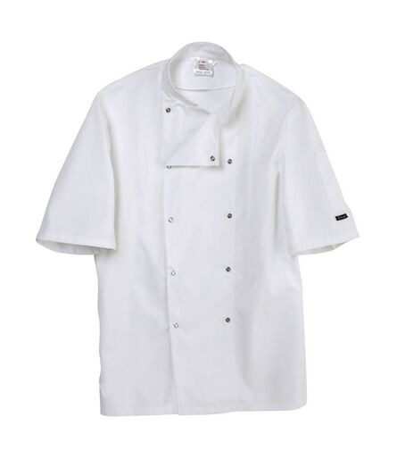 Short Sleeve Press Stud Chef's Jacket, White, 3XL, Dennys