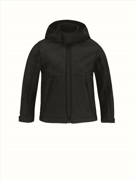 B&C Hooded Softshell Kids, Black, 5-6jr