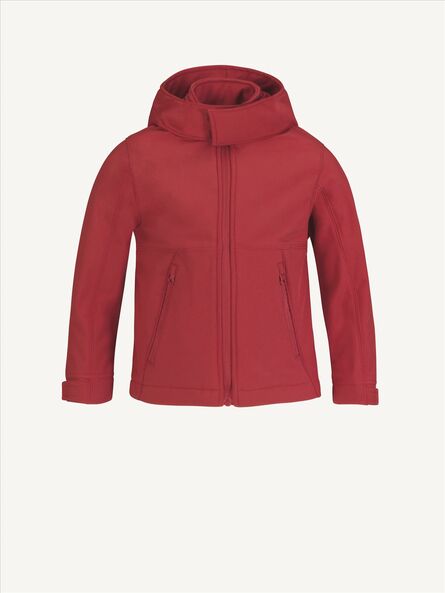 B&C Hooded Softshell Kids, Red, 5-6jr