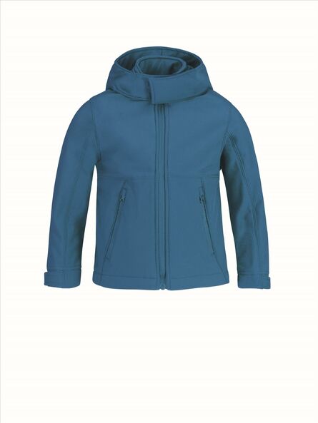 B&C Hooded Softshell Kids, Azure, 5-6jr