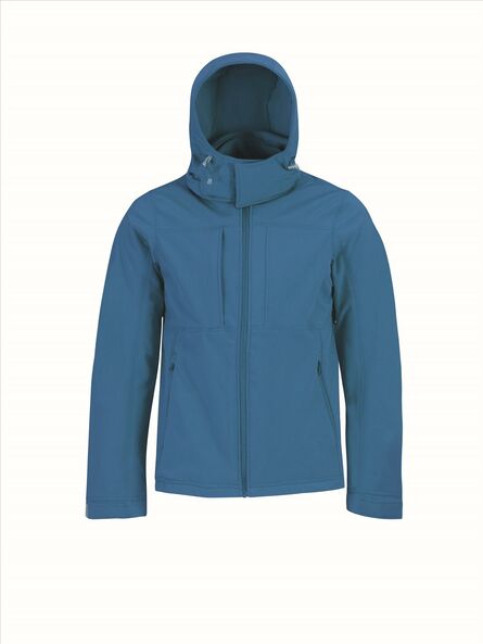B&C Hooded Softshell Men, Azure, S