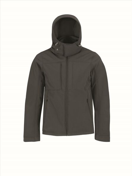 B&C Hooded Softshell Men, Dark Grey, S