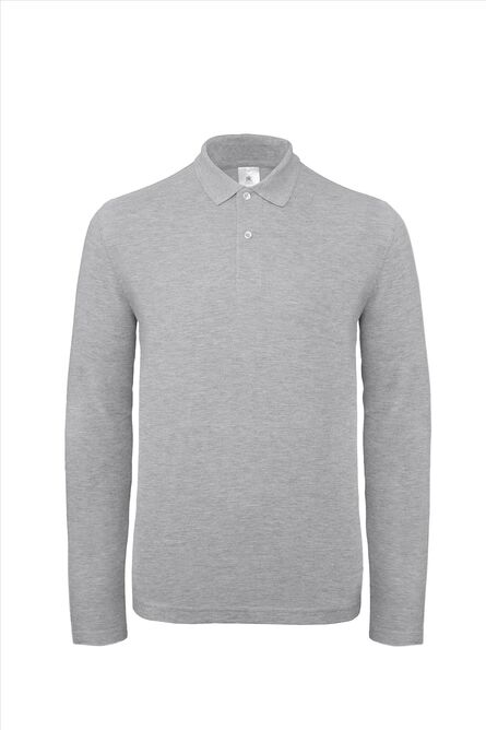 B&C ID.001 LSL Polo Men, Heather Grey, XS