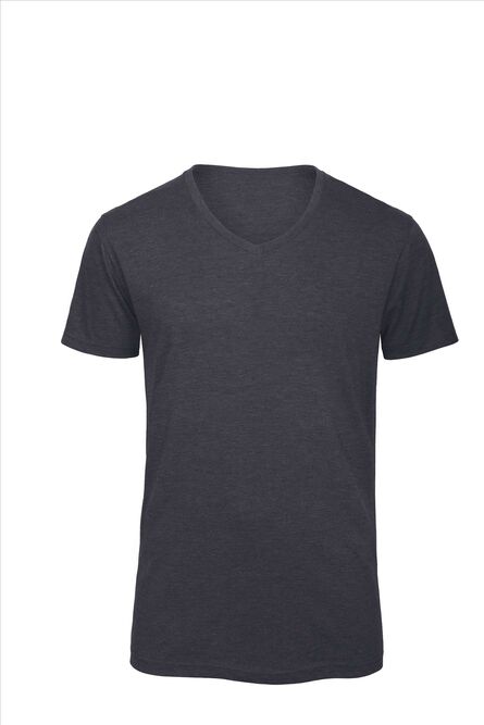 B&C Triblend V-neck T Men, Heather Navy, S