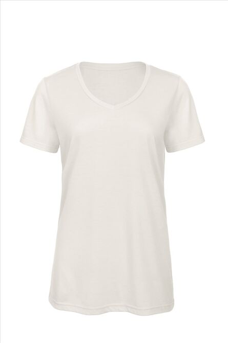 B&C Triblend V-neck T Women , White, XS