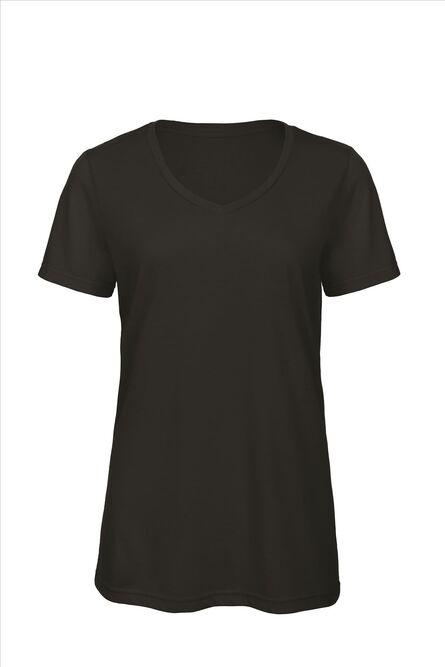 B&C Triblend V-neck T Women , Black, XS