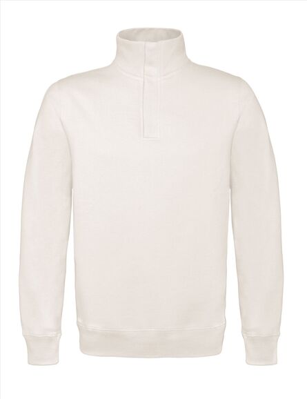 B&C ID.004 Zip Neck Sweat, White, S