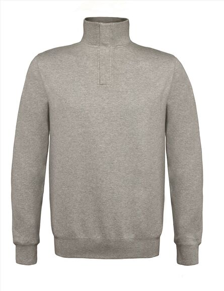 B&C ID.004 Zip Neck Sweat, Heather Grey, S