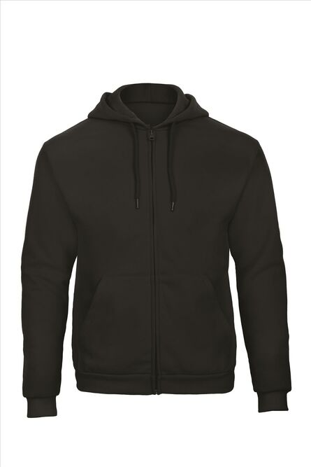 B&C ID.205 Hooded Full Zip Sweatshirt 50/50, Black, XS