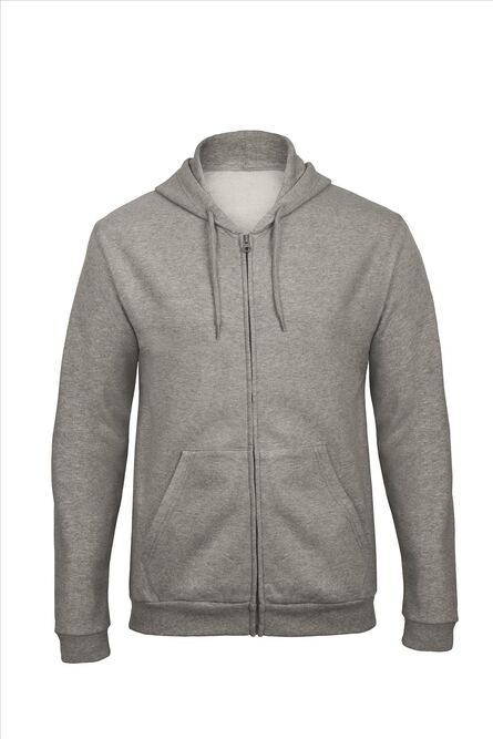 B&C ID.205 Hooded Full Zip Sweatshirt 50/50, H. Grey, XS