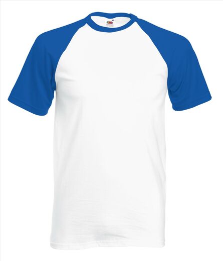 FOTL Valueweight SS Baseball T, White/Royal Blue, S