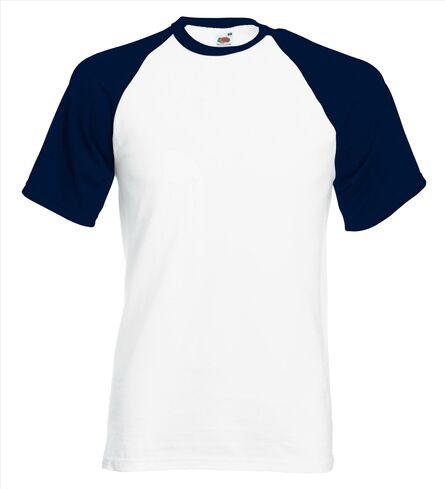 FOTL Valueweight SS Baseball T, White/Deep Navy, S