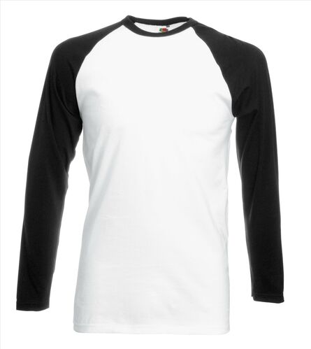 FOTL Valueweight LSL Baseball T, White/Black, S