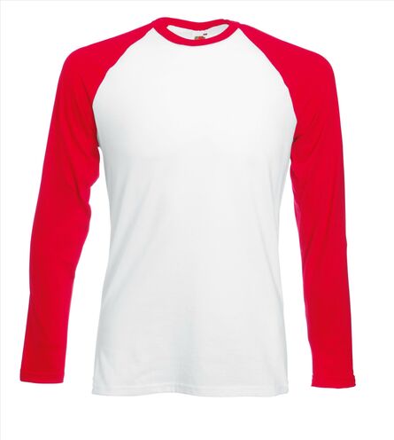 FOTL Valueweight LSL Baseball T, White/Red, S