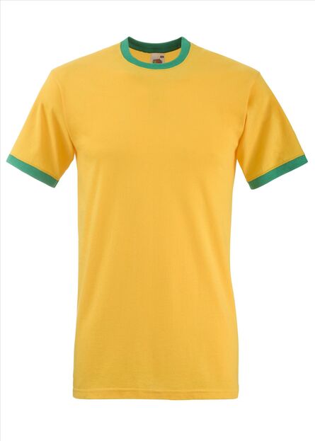 FOTL Valueweight Ringer T, Sunflower/Kelly Green, S
