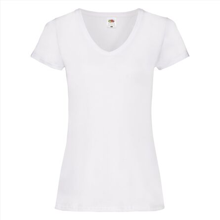 FOTL Lady-Fit Valueweight V-neck T, White, XS