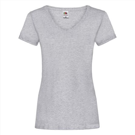 FOTL Lady-Fit Valueweight V-neck T, Heather Grey, XS