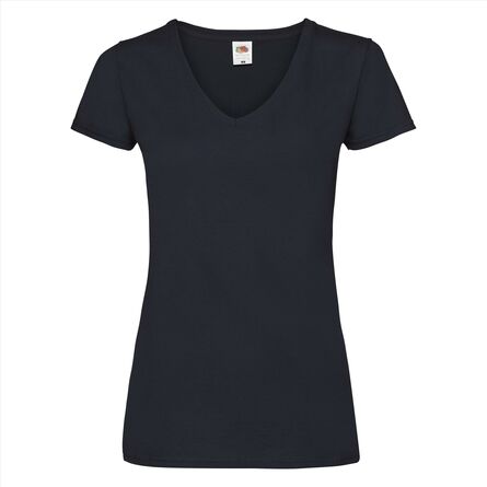 FOTL Lady-Fit Valueweight V-neck T, Deep Navy, S