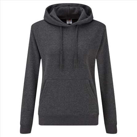 FOTL Lady-Fit Classic Hooded Sweat, Dark Heather Grey, XS