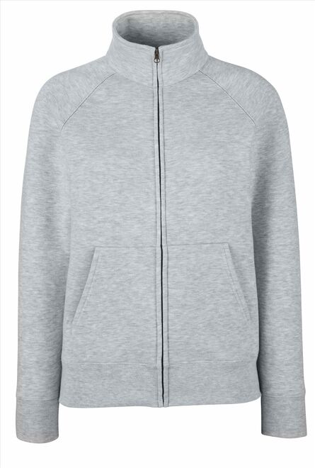 FOTL Lady-Fit Premium Sweat Jacket, Heather Grey, XS