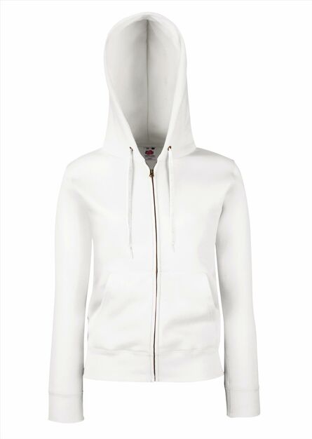 FOTL Lady-Fit Premium Hooded Sweat Jacket, White, XS