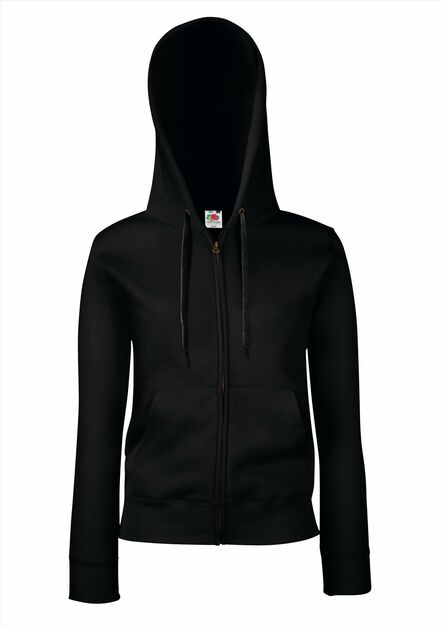 FOTL Lady-Fit Premium Hooded Sweat Jacket, Black, XS